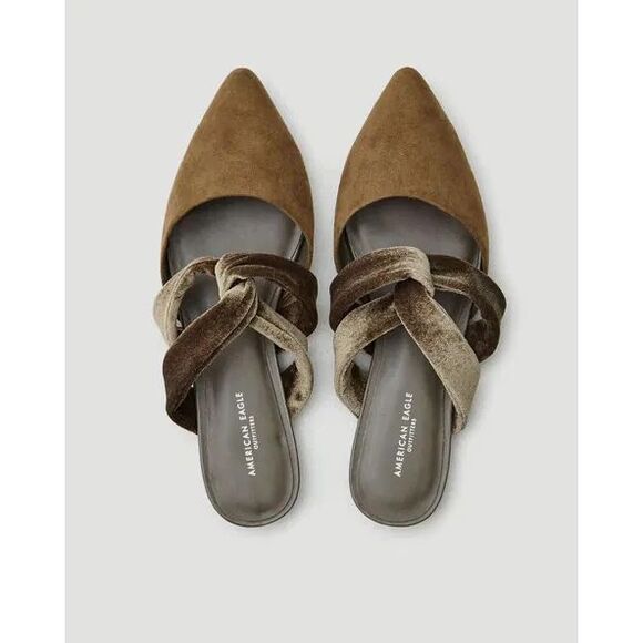 AMERICAN EAGLE Women’s Olive Pointed Toe Knotted Mule Size 7.5 - Picture 1 of 8